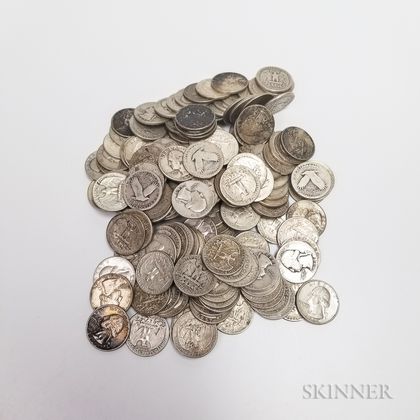 Approximately 165 Mostly Washington Silver Quarters. Estimate $200-400