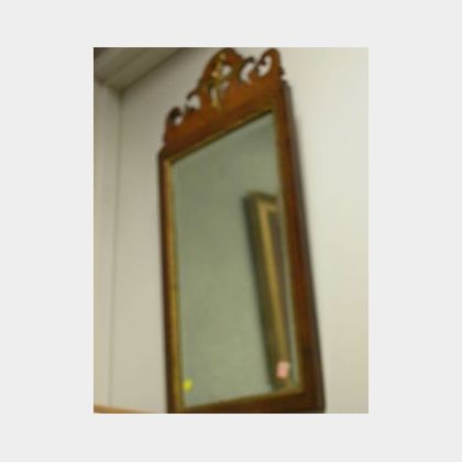 Chippendale Parcel-gilt Mahogany Inlaid Mirror. 