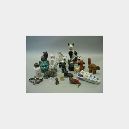 Collection of Assorted Cat Figures and Decorated Items
