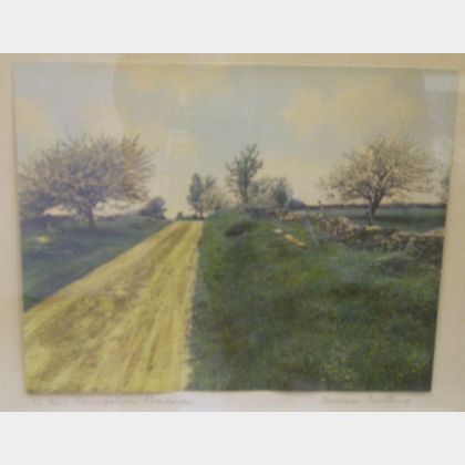 Framed Wallace Nutting Hand-colored Photographic Print A New Hampshire Roadside
