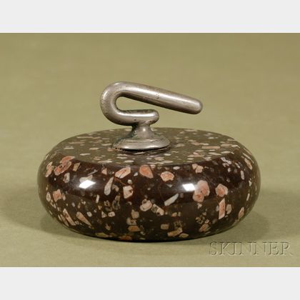 Curling Stone-form Granite Paperweight