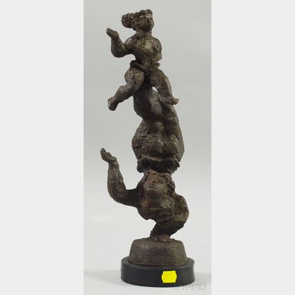 After Chaim Gross (American, 1904-1991) Acrobatic Figural Group.