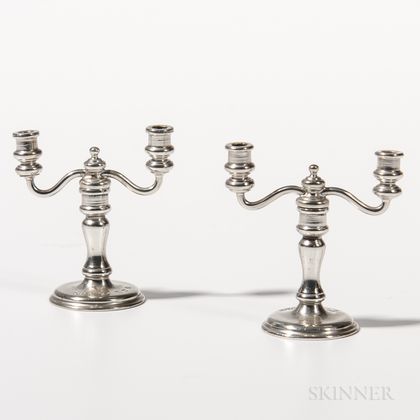 Pair of Sterling Silver Miniature Candelabra