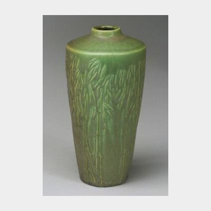 Rookwood Pottery Matte Green Decorated Vase