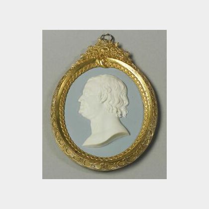Wedgwood Solid Blue Jasper Portrait Medallion of Benjamin Franklin