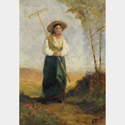 Edward Mitchell Bannister (American, 1828-1901) Headed Home from Haymaking/ A Figure Study