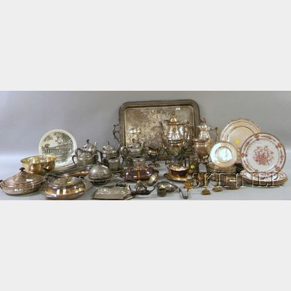 Large Group of Silver Plated Tableware and Other Items