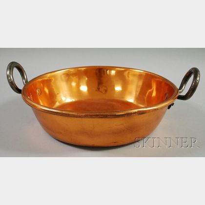 Large Copper Pot with Steel Handles
