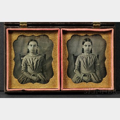 Two Sixth Plate Daguerreotype Portraits of Twins