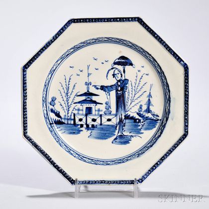 Underglaze Blue Decorated Pearlware Dessert Plate