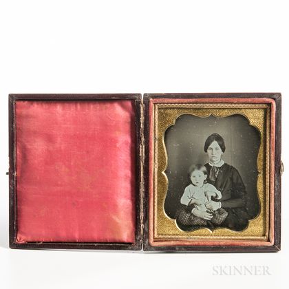 Sixth-plate Daguerreotype of a Seated Mother and Child