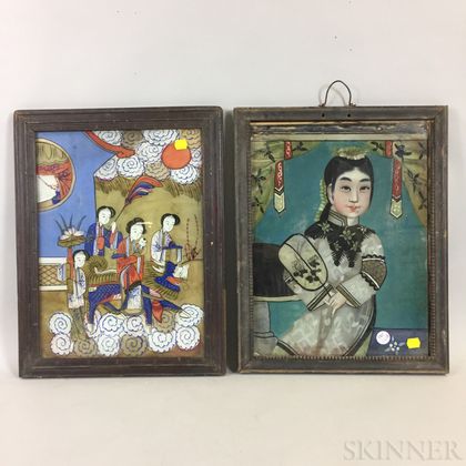 Two Reverse-paintings on Glass