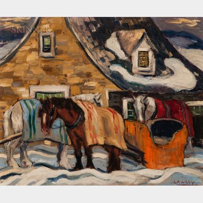 John Douglas Lawley (Canadian, 1906-1971) Horses in Winter