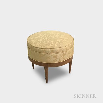 French-style Upholstered Walnut Ottoman