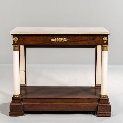 Classical Rosewood Veneer and Marble Ormolu-mounted Pier Table