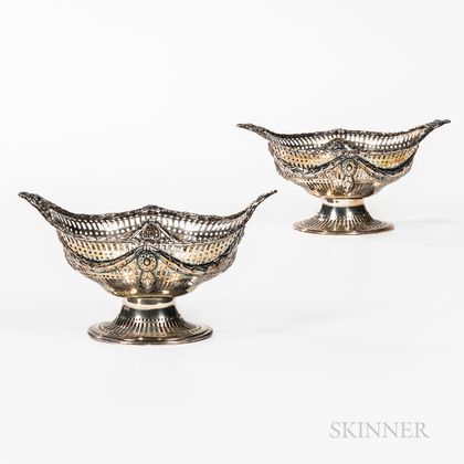 Pair of Victorian Sterling Silver Nut Bowls
