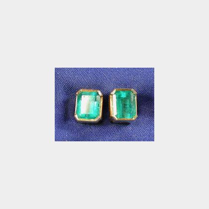 18kt Gold and Emerald Stud Earrings