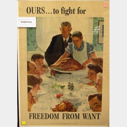 Set of Four Framed Norman Rockwell/1943 U.S. OWI Four Freedoms Lithograph Posters. 