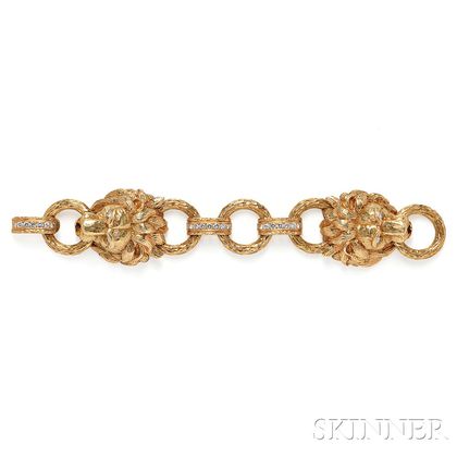 18kt Gold and Diamond Lion Head Bracelet, Van Cleef & Arpels