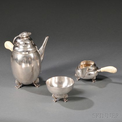 Three-piece Tea Service in the Manner of LaPaglia for Georg Jensen 