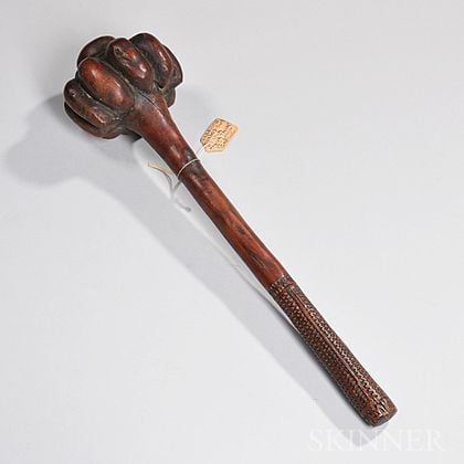 Fiji Islands Carved Wood Throwing Club with Gadrooned Head