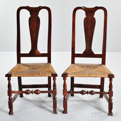 Pair of Carved Cherry Side Chairs