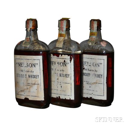 Nelson Old Kentucky Standard Whiskey 7 Years Old 1916, 3 pint bottles 