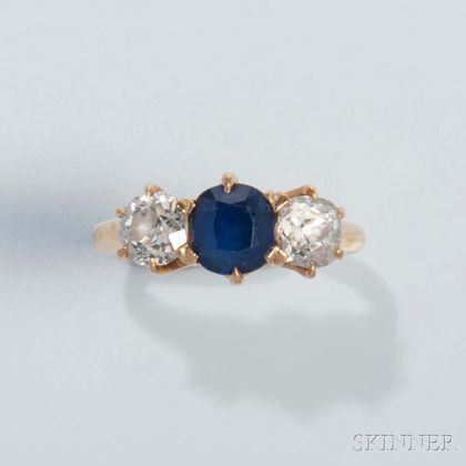18kt Gold, Diamond, and Sapphire Ring