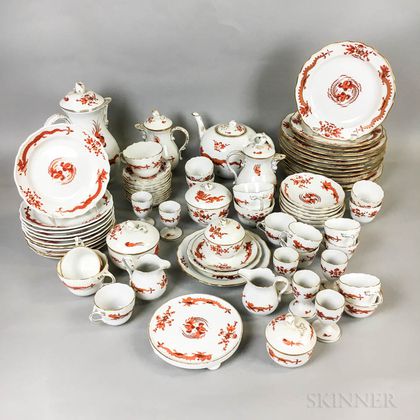 Seventy-seven Pieces of Meissen Sepia Dragon and Bird Porcelain Tableware. Estimate $600-800