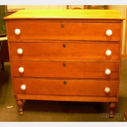 Late Federal Pine and Cherry Four-Drawer Chest. 