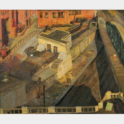 William Millett (American, 1922-2007) Urban View / View from the Artist's Studio, Fenway Studios, Boston