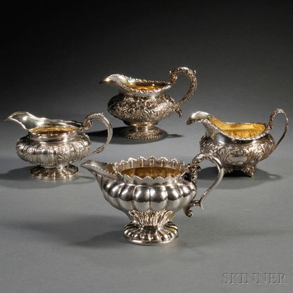 Four George IV/William IV Sterling Silver Creamers