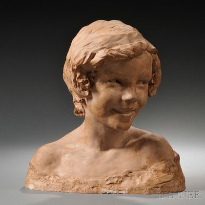 After Jean-Baptiste Carpeaux (French, 1827-1875) Terra-cotta Bust of a Young Woman