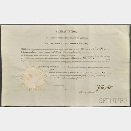 Taylor, Zachary (1784-1850) Document Signed, 17 April 1849.