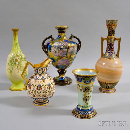 Five Royal Bonn Floral-decorated Ceramic Vessel