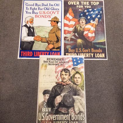 Three WWI Third Liberty Loan Lithograph Posters