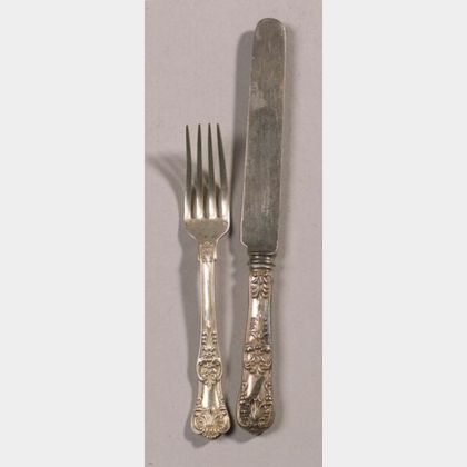 Six Pieces of Tiffany & Co. Sterling &#34;King&#34; Pattern Flatware