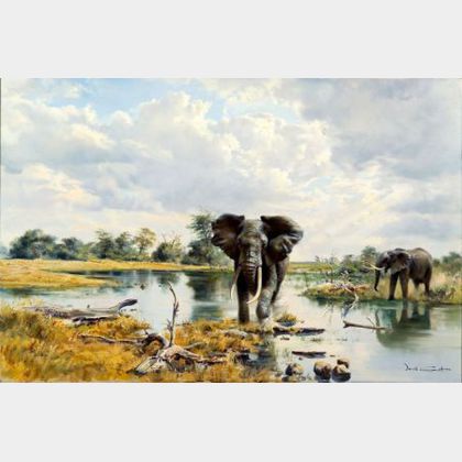 Donald Grant (British, b. 1942) Elephants