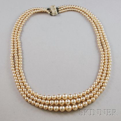 Triple-strand Faux Pearl Necklace