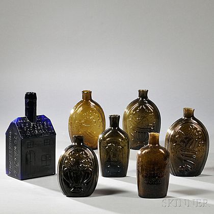 Seven Mold-blown Flasks and Bottles