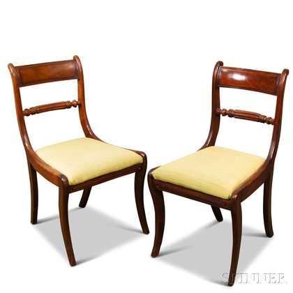 Pair of Regency Mahogany Sabre-leg Chairs