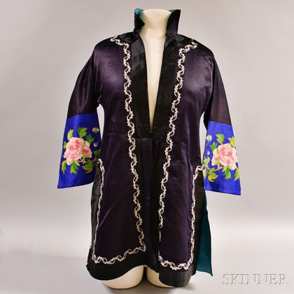 Dark Purple Silk Embroidered Short Jacket