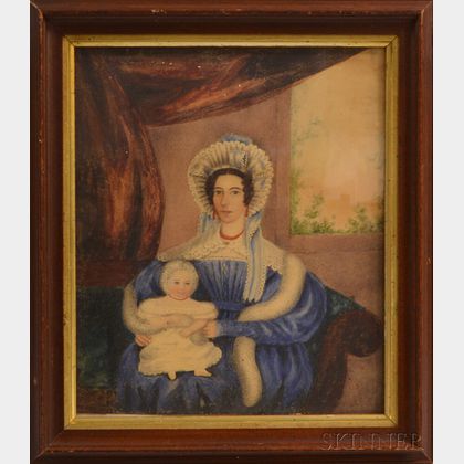 American School, 19th Century Portrait of a Woman and Child