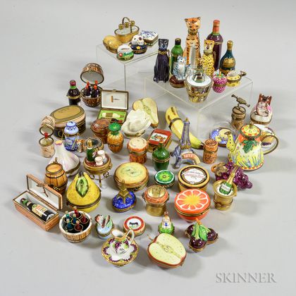 Approximately Fifty-five Limoges Porcelain Snuff Boxes