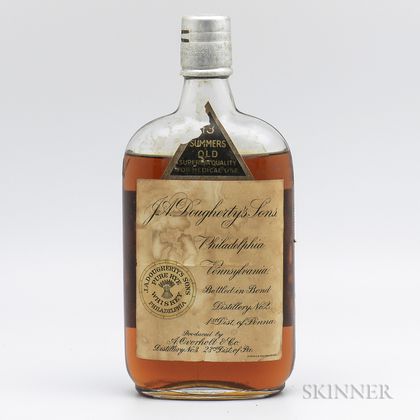 JA Doughertys Sons Pure Rye Whiskey 13 Years Old, 1 pint bottle (oc) 