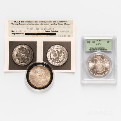 1880-CC and 1881-CC Morgan Dollars