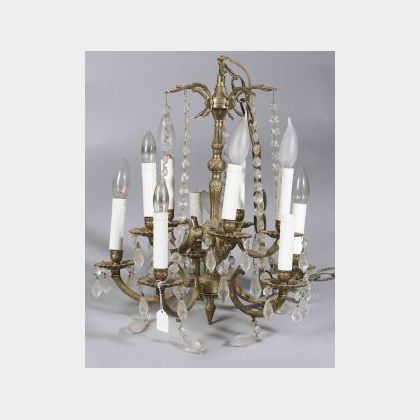 Louis XVI-style Ten Light Brass Hall Chandelier