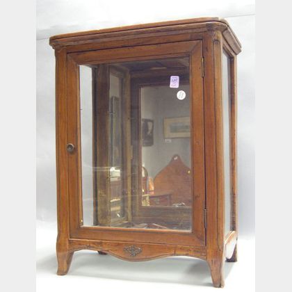 Small French Provincial Rococo-style Fruitwood Vitrine Cabinet. 