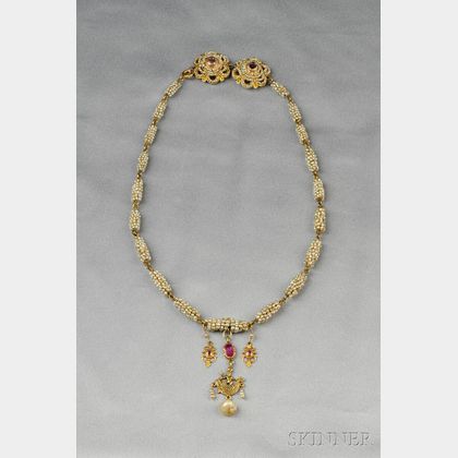 Antique Pearl and Ruby Necklace