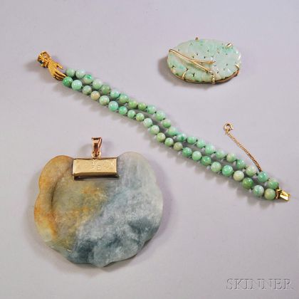 Three Pieces of Jade Jewelry